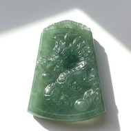 冰種油青翡翠龍牌項鍊 | 天然緬甸玉翡翠A貨 | 送禮