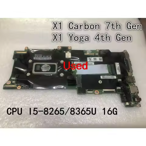 For Lenovo Thinkpad X1 Carbon 7th Gen/ X1 Yoga 4th Gen Laptop Motherboard CPU I5-8265U/8365U 16G 01Y