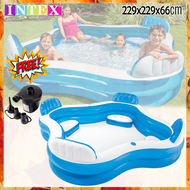 INTEX 56475 สระว่ายน้ำเป่าลม หรับเด็ก ที่นั่ง4 ด้านหลัง สระว่ายน้ำสำหรับครอบครัว สระสปาร์