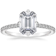 Bhumi Gems 2CT Emerald Colorless Moissanite Engagement Ring Wedding Band Gold Silver Eternity Solita