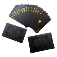 Kad Permainan Plastik Permainan Poker 54pcs/set Kerajang Hitam Kad Permainan Set Koleksi Hadiah Poke