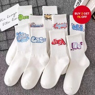 Unisex Colorful Graphic White Long Crew Socks