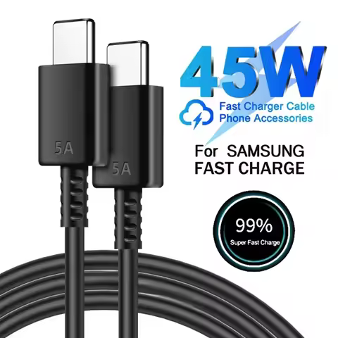 5A 45W PD USB-C Super Fast Charging Type-C Cable For Samsung S21 S22 FE S23 S24 Plus S25 Ultra A14 A