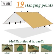 19 Hanging Points Camping Flysheet 210T Polyester Waterproof 3x4m Tent Tarp Screen Survival Sun Shel