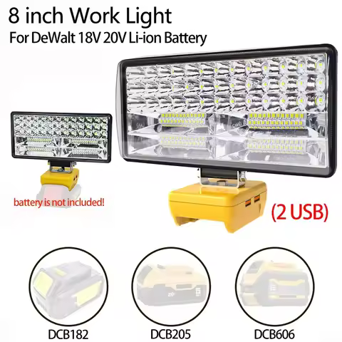 8 Inch Car LED Work Light Flashlight Electric Torch Spotlight For Dewalt DCB206 DCB606 18V 20V 60V L