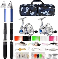 Kids Fishing Rod Reel Combo 4.92FT/5.9FT 2PCS Telescopic Fishing Pole Spincast Reel with Fishing Accessories Ultralight Fishing Tackle Starter Kit Kids Fishing Pole for Boys Girls Toddlers