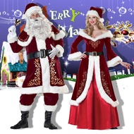 M-6XL Santa Cosplay Christmas Costume Adult Men Women Santa Couple Costume XSIX