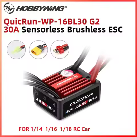 Hobbywing QuicRun WP 16BL30 G2 30A Waterproof Brushless Sensorless ESC XT/T/Tamiya for 1/18 16 14 RC