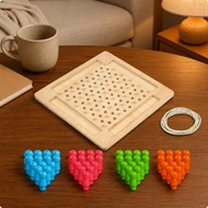 [tenlzsp0bc] Triangular Peg Board Elastic Bands Wooden Triangle Game Triangle Peg Game Portable
