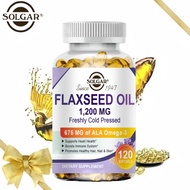 SOLGARB 120 Kapsul Minyak Biji Rami 1200 mg Baru Diperas Dingin Tinggi ALA Omega 3 6 9 Bebas Gluten