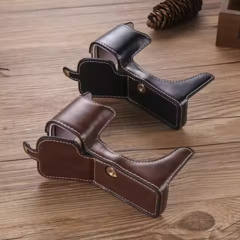 PU Leather Case Protective Base for Sony A5000 A5100 A6000 A6100 A6300 A6400 A6700 Anti-slip Hand Gr