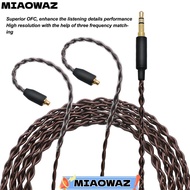 MIAOWAZ 4 Strands Woven Cable, 3.9ft Lossless Sound Headphone Replacement Cable, Flexible 3.5mm Plug