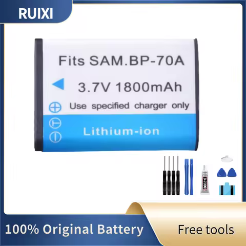 RUIXI Original Battery 1800mAh BP-70A For Samsung ES65 ES70 TL105 TL110 PL100 Camera Batteries +Free
