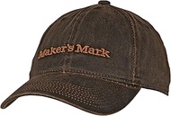 Makers Mark Whiskey Label Oil Cloth Round Brim Adjustable Hat Brown