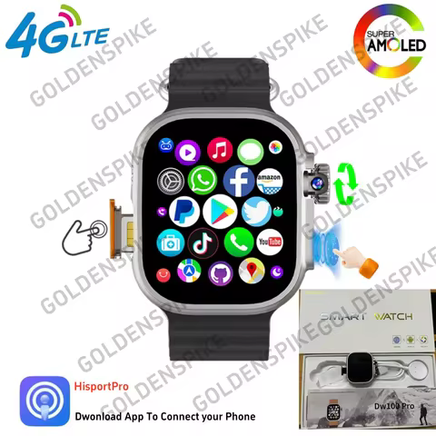 DW100 Pro S10 Ultra 3 max Smartwatch 2.29inch Amoled 4G Smart Watch With Rotary Camera Fingerprint U
