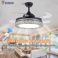 Invisible Ceiling Hanging Fan Lamp Living Room Fan model Decorative Chandelier 2in1 3colors 6speed 42inch Dining Table Bedroom Balcony led Fan Lamp remote Wind