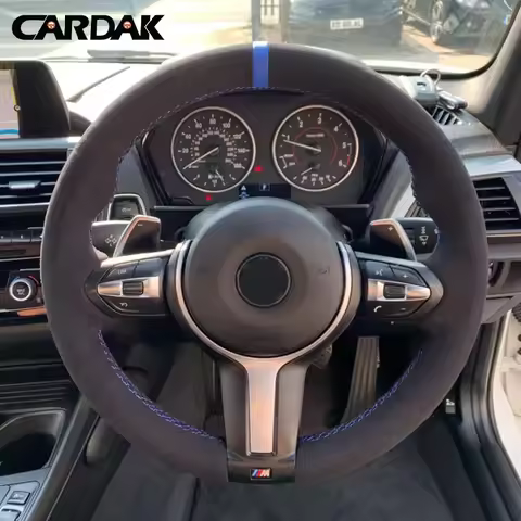 CARDAK Black Suede Leather Car Steering Wheel Cover For BMW F87 M2 F80 M3 F82 M4 M5 F12 F13 M6 F85 X