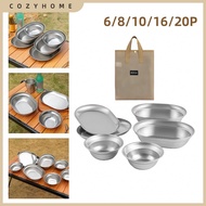 [Ready Straw] COZYHOME CLS Outdoor 304 Stainless Steel Dinner Plate 6/8/10/16/20 Piece Set Camping T