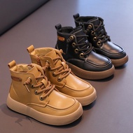 Children Ankle Boots Handmade Breathable Boys Outdoor Leather Boots Thick Warm Plush Fur Student Kid