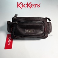 Kickers Leather Waist Pouch Bag Dark Brown 1KIC-W-88438
