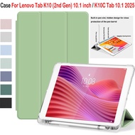 For Lenovo Tab K10 (2nd Gen) 10.1 inch / K10C Tab 10.1 2025 Fashion Transparent Soft Stand Flip Cove