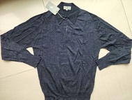 aquascutum of London pure new wool polo shirt 藍灰色羊毛衣