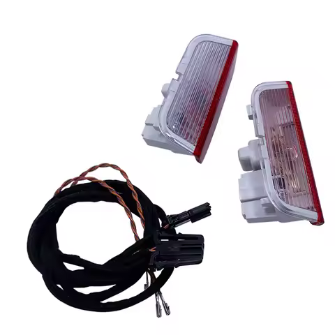 2PCS OEM Origin Door Warning Light Interior LAMP LIGHTS+Cable WIRE For Golf Jetta MK5 MK6 Passat B6 