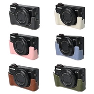 Litchi Pattern Pu Leather Camera Cover For Canon G7X II Mark II Mark III G7X2 G7X3 Opening Bottom Ca
