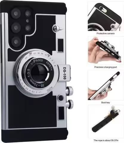 Emily in Paris 3D Vintage Camera Design Case for Samsung Galaxy S21 S22 Plus S24 S23 Ultra Note 20 U