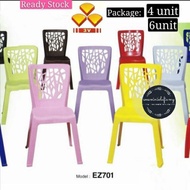 4unit 6 unit 3V High Quality Stackable Dining Plastic Chair kerusi plastik bangku plastic  Ez-701