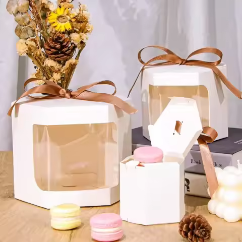 Thick Window Opening Gift Box Colored Wedding Dessert Cake Candy Boxs Bakery Mousse Pastry Folding P