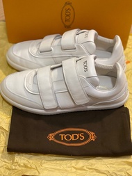 Tod’s 正品❗️男裝超方便罕有白色黏貼🤩皮波鞋size 7