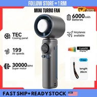 6000mAh Rechargeable Mini Fan, High-Speed Portable Kipas Mini Turbo, USB Cooler Fan with 100-Speed A