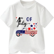 Casual Tops Toddler Boys 4th of July Text Pickup Trucks Print T Shirts American Kids Independence Day Short Sleeve Shirt Boys (White, 9-10 Years)