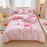 100%cotton1200tc Melody Kuromi Fitted Sheet Bed Set 3 in 1 41in 1bedsheet Set Pillowcase Single/Queen/King Bedsheet Set