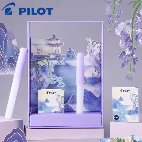 1 Set Japan Pilot Kakuno Smiley Pen Murayama Purple Fountain Pen Gift Box EF/F/M Tip School Acsesori
