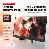 Portable Secondary Screen 14" Type-C Monitor HDR10 60Hz Office Work