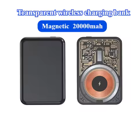 New 22.5W Magnetic Power Bank 20000mAh Fast Charging Power Bank Transparent Wireless Charging Bank f