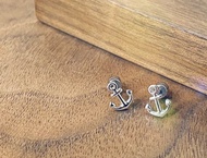 925純銀 航海王 船錨 純銀耳環 鋼針鎖珠系列