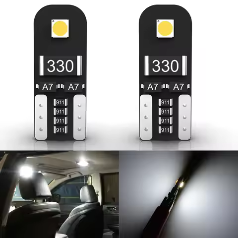 2x T10 LED W5W Canbus 6000k Reading Dome Lamp Marker Wedge License Plate Light Bulb 168 194 192 DC 1