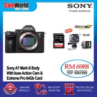 Sony A7 Mark iii / A7iii Body With Sandisk 64GB Extreme Pro & ISAW Action Camera