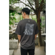 Ramadhan - MLB T-shirt Korea NY Yankees Denimlike Monotive Tee Charcoal Original / MLB T-shirt Men's