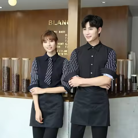 Milk Tea Coffee Western Restaurant Waiter Work Uniform Long Sleeve Women Bar Hot Pot Restaurant Work