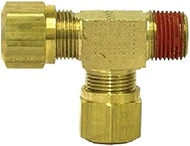 Tectran 1371-6C Air Brake Fitting Male Run Tee (Brass D.O.T. for Nylon Tubing, 3/8" Tube Size, 3/8" 