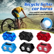 (fulingbi)Mountain Bike Double Lights Electronic Bike Double Horns Rechargeable Bicycle Headlight 130db Loud Bicycle Bells Safety Warning Bike Accessories