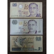 SINGAPORE 1 & 2 DOLLARS BANKNOTES.