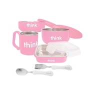 thinkbaby 不鏽鋼兒童餐具組 6件  嫩粉色  1組