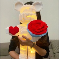 [55cm] Bearbrick Bear Model Assembled Toy Hugging Flowers, BearBrick Bear Bear Bear Bear Bear, BearBrick Heart Holding - Large Size 45, 55cm