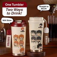 Haikyuu Chibi Comic Tumbler 500ml Stainless Steel 316 – Portable Straw Drinking Bottle for Children'