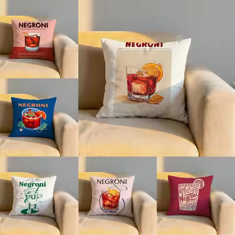 Negroni Cocktail Cushion Cover Soft Reversible & Durable Pillow Cover – Multi-Scene Use for Home & C